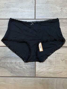 SKIMS Cotton Jersey Boy Short Brief Panties Black